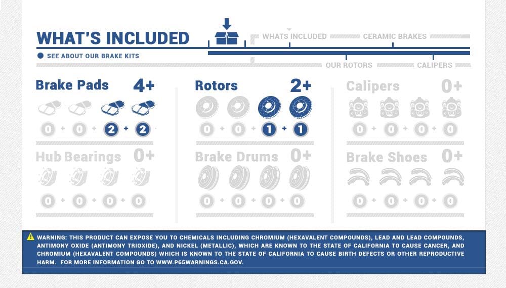 Brake Disc Rotors and Ceramic Brake Pads with Clips W34321