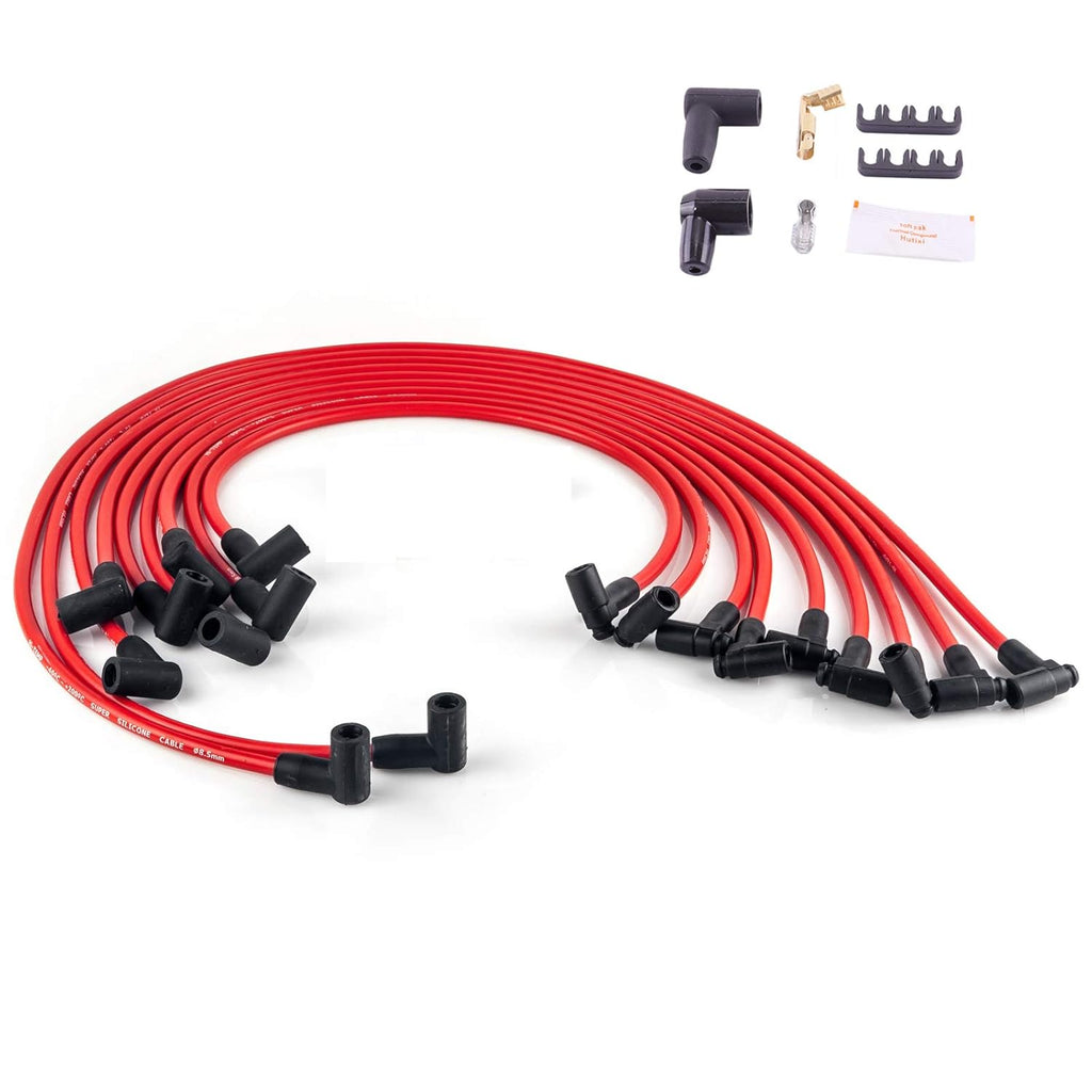 Red Cap HEI Distributor and Spark Plug Wires Combo Kit for Chevy 350 V8 N4611