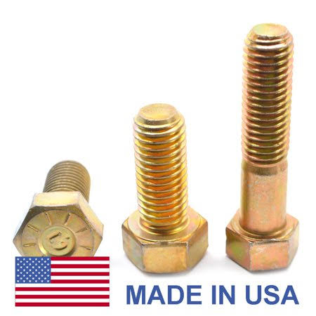 1/2 inch-20 x 5 inch Fine Thread Grade 9 Hex Cap Screw Yellow Zinc Plated Pk 25 T761708