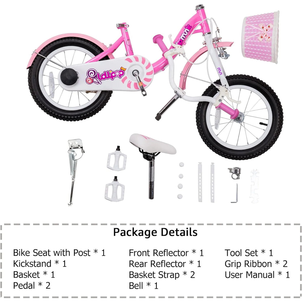 14 Inch Girls Kids Bike with Basket Training Wheels E942290