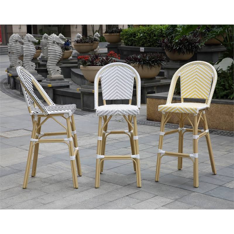 Yellow Aluminum Patio Bar Chairs Set of 2 Q10121