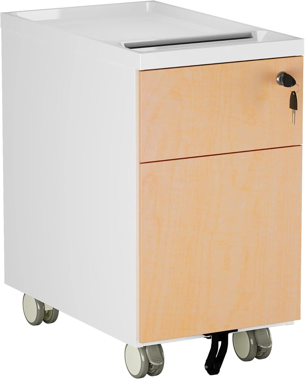 Black 2-Drawer Mobile Filing Cabinet with Lock and Casters F5880