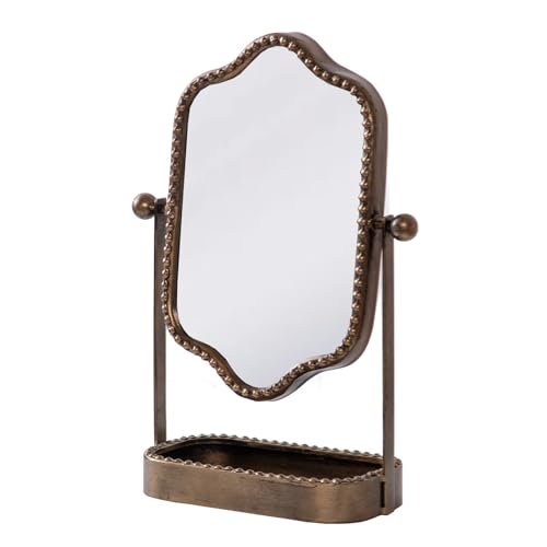 Vintage Metal Tabletop Mirror with Tray E1654