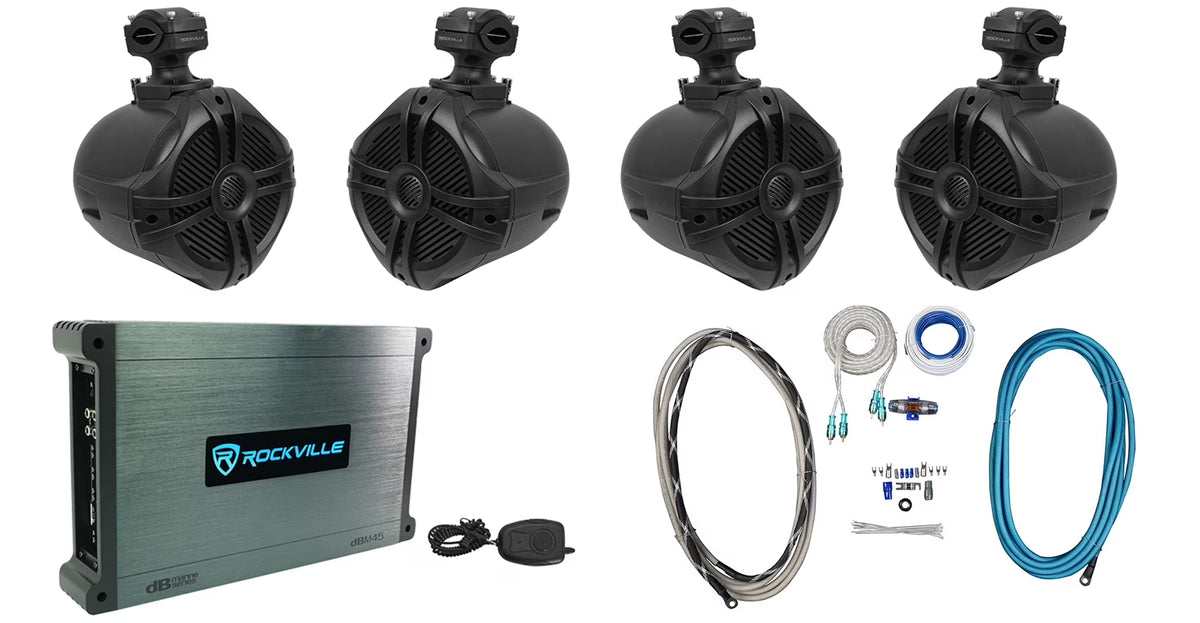 Black 6.5" Marine Wakeboard Tower Speakers with Amplifier J451