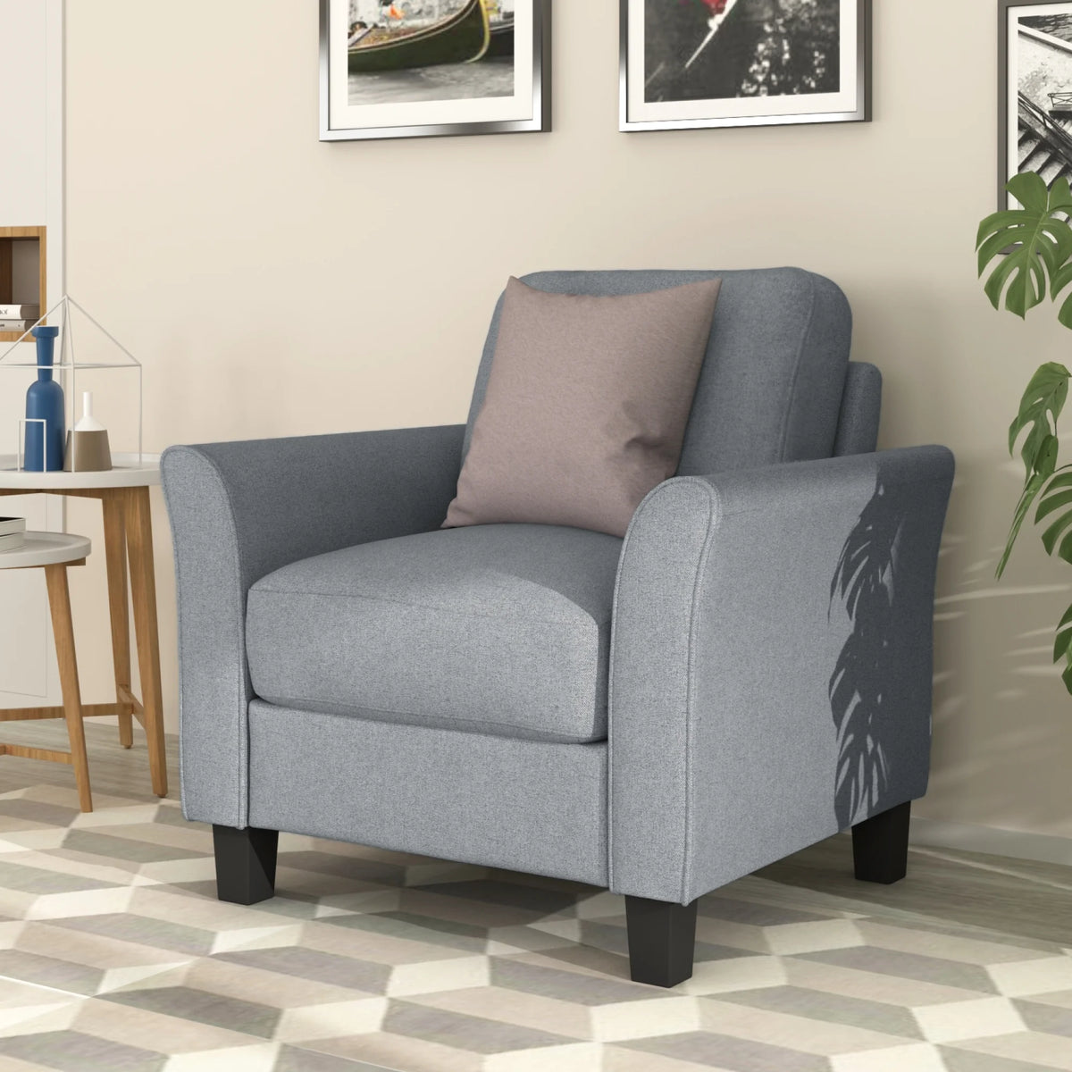 Gray Chair and 3-Seat Sofa I776625