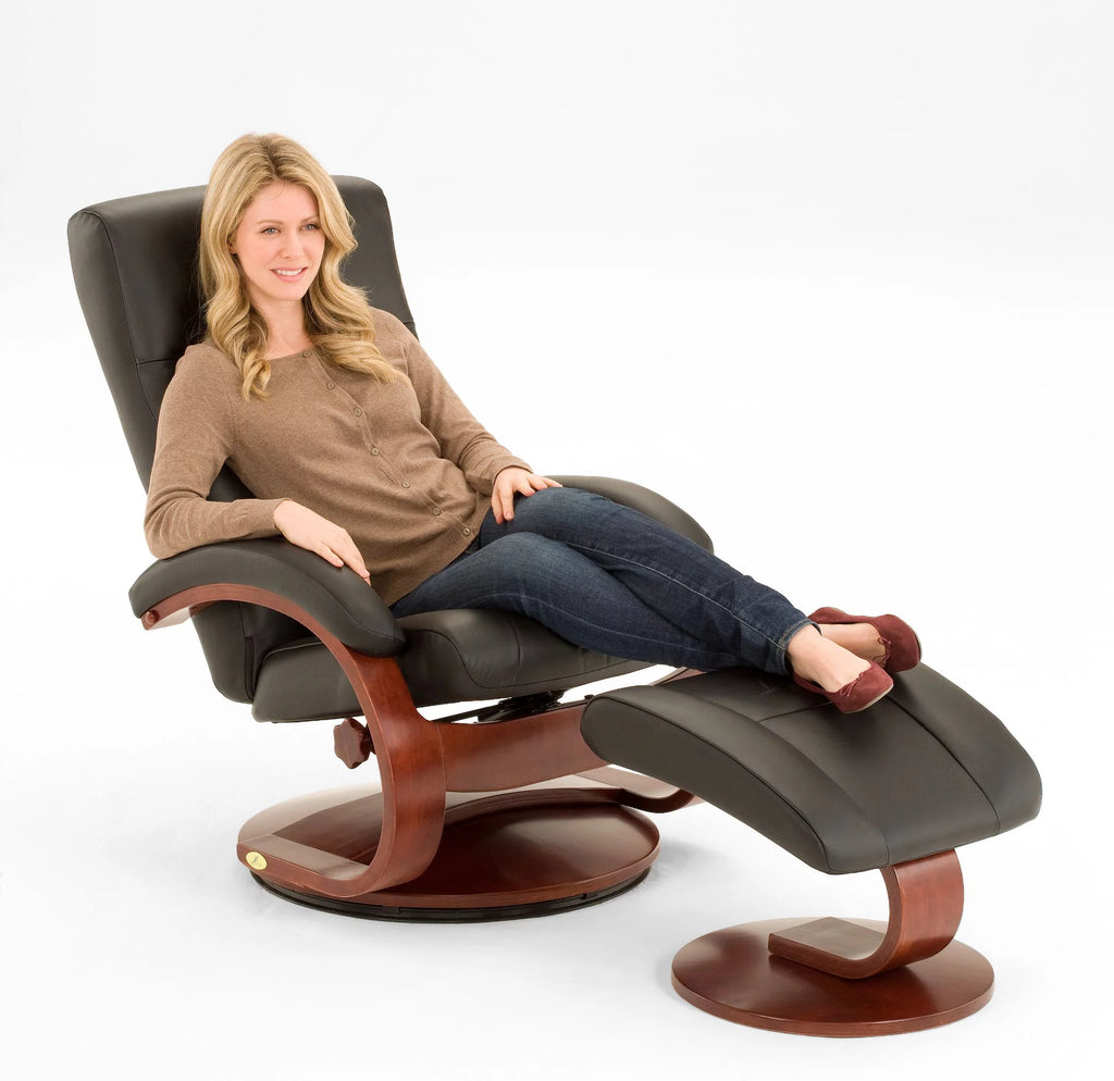 Black and Brown Recliner Chair with Ottoman E562