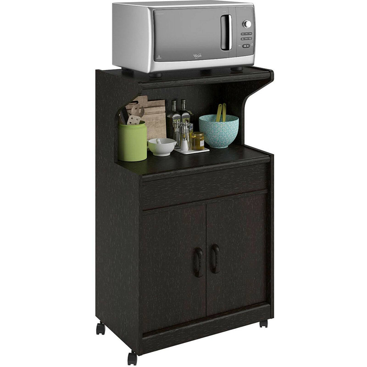 Microwave Cart with Shelf Espresso H91206