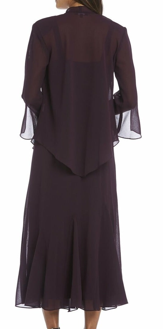 Chiffon Sleeveless Dress With Cardigan Q867259