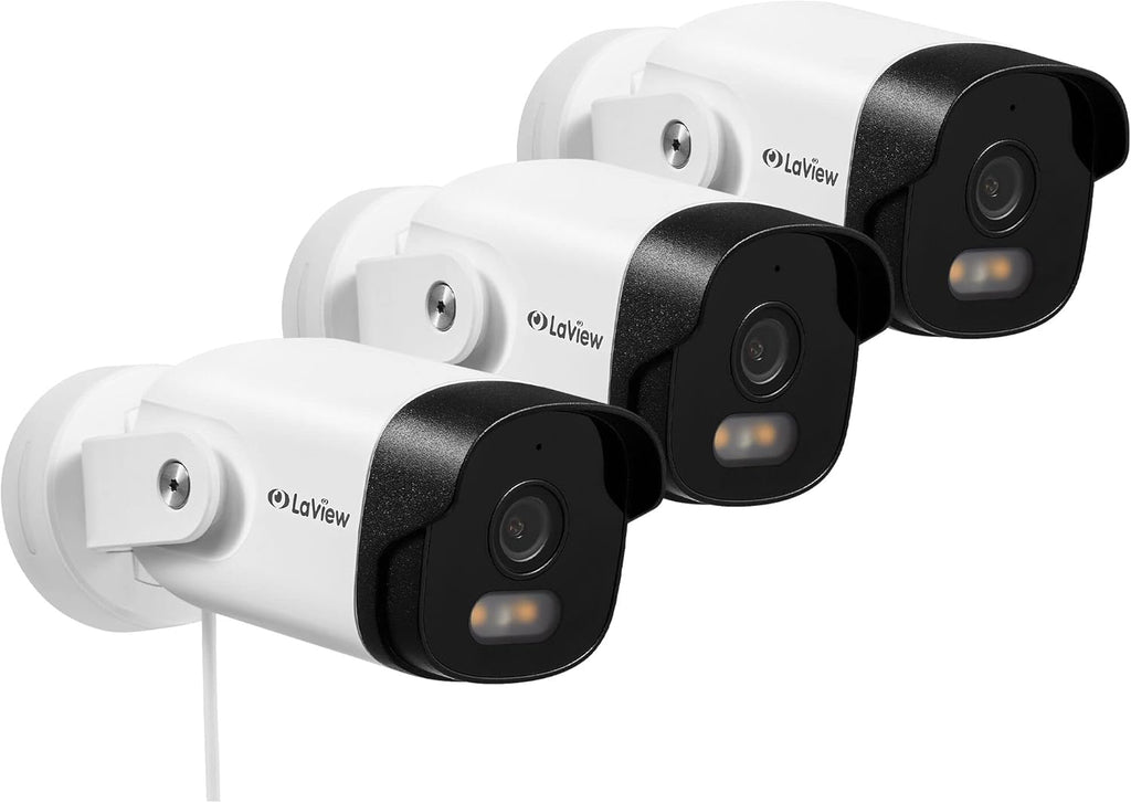2K Wired Outdoor Security Camera with Color Night Vision, IP66 Waterproof, 2 Way Audio, Cloud Storage/SD Slot (3pcs) H1918