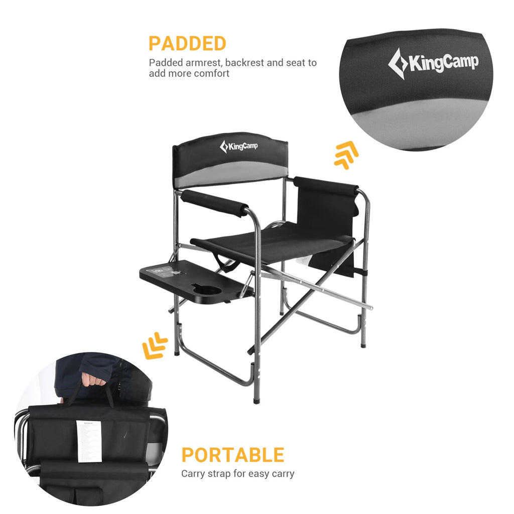 Padded Outdoor Chair with Table and Pockets, Black/Grey 2 Pack R401562