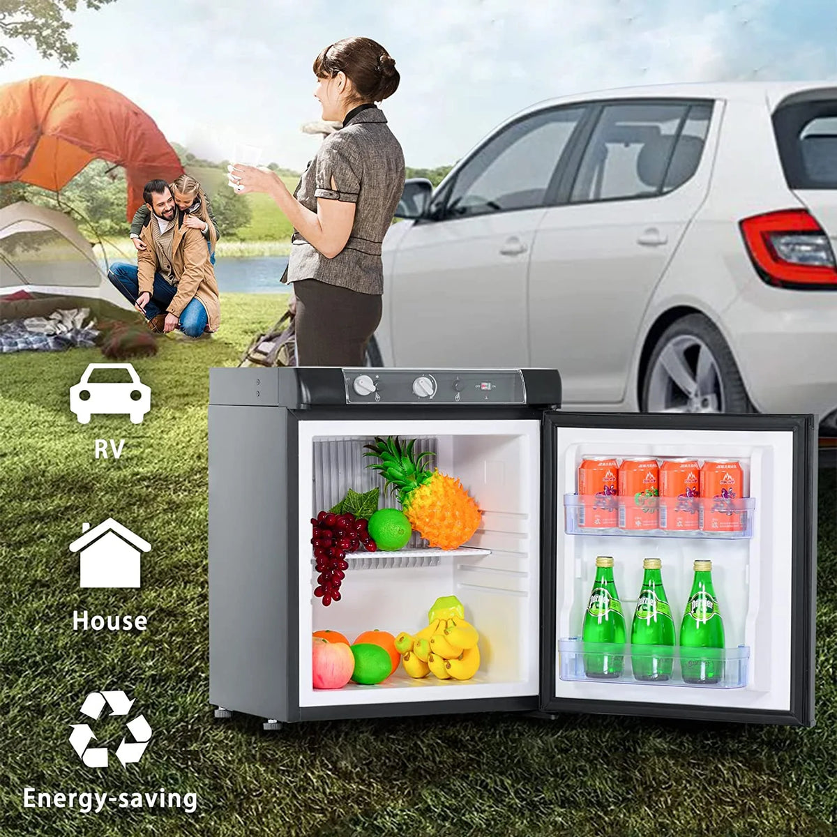 3 Way Propane RV Refrigerator 1.4 Cu.ft Compact Camper Fridge I863
