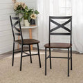 Dark Walnut Cross Back Side Chair Y871287