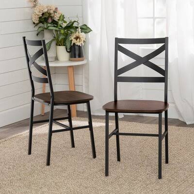 Dark Walnut Cross Back Side Chair Y871287