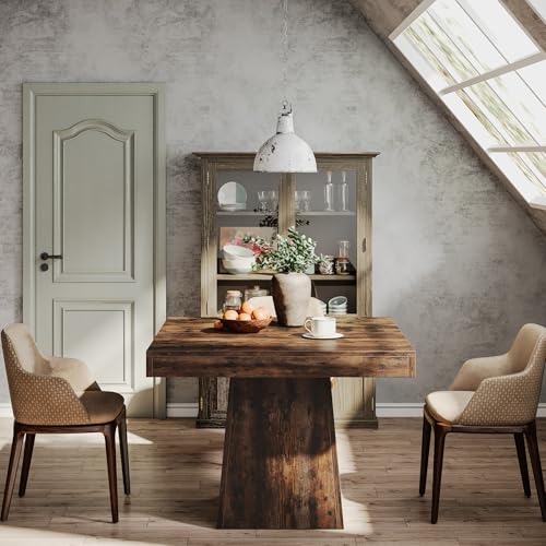 Square Dining Table for 4, 31.5-Inch Pedestal Base Table Y226