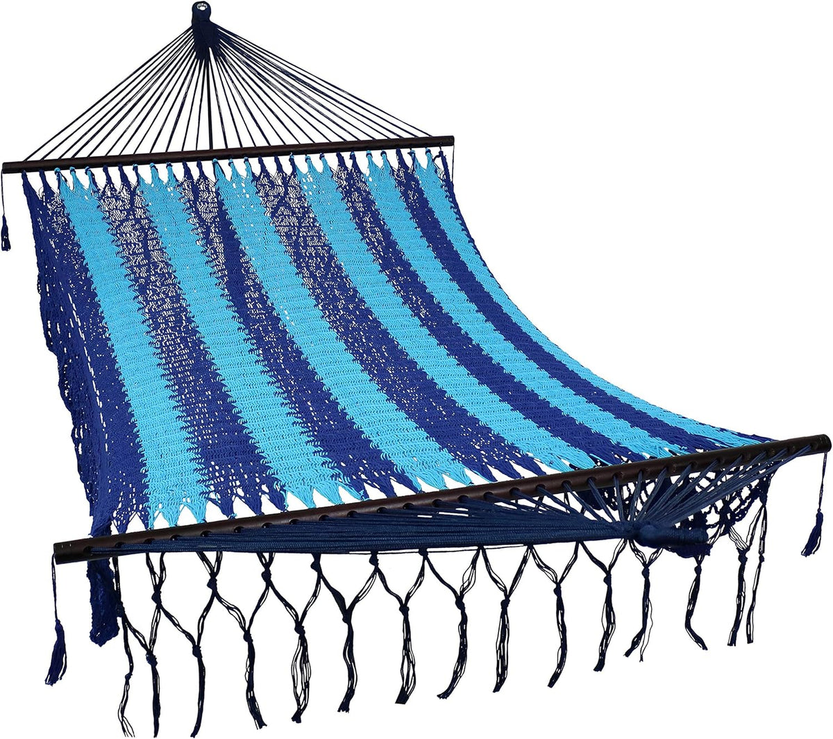 Hand-Woven Cotton Hammock with Spreader Bars K787