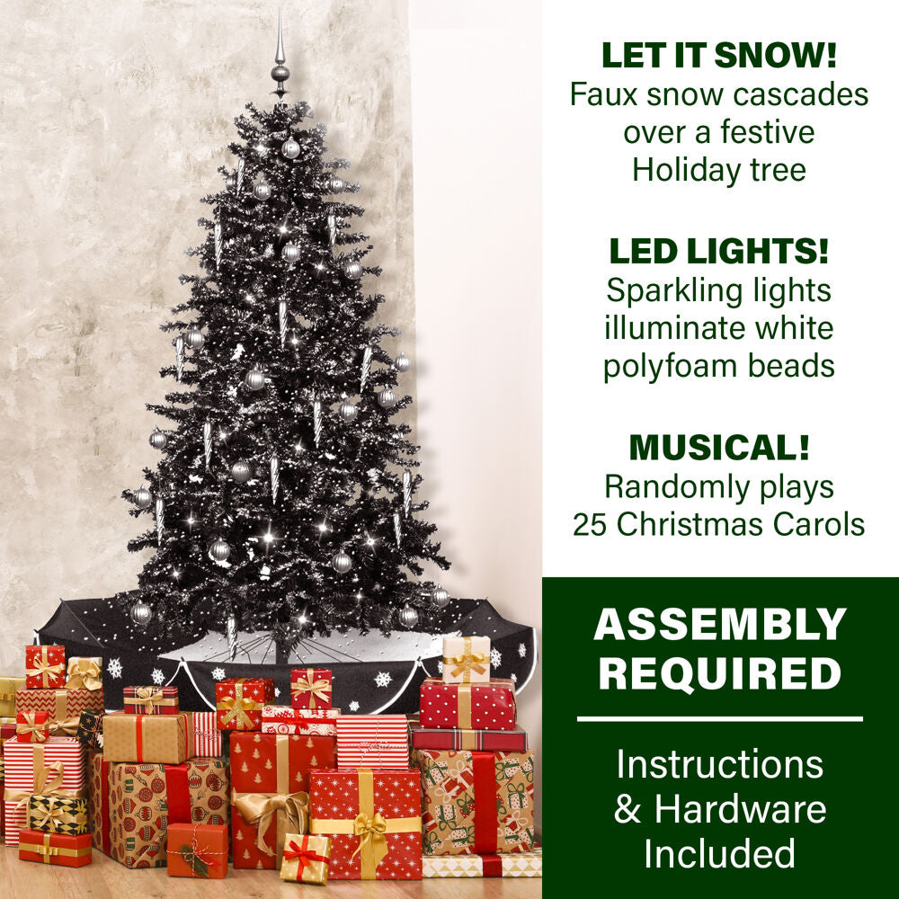 White Prelit LED Musical Christmas Tree with Umbrella Base N120382