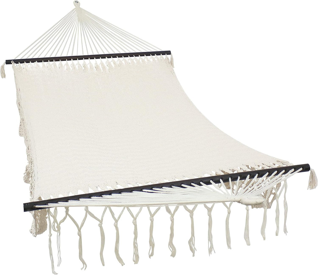 Hand-Woven Cotton Hammock with Spreader Bars K787