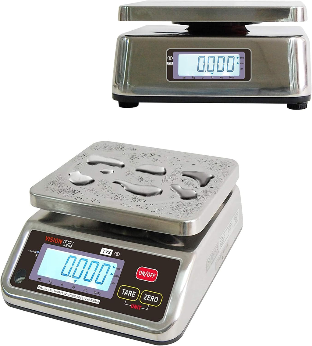 Stainless Steel Washdown Scale, 6lb Capacity, 0.001lb Readability, Dual Display H445276