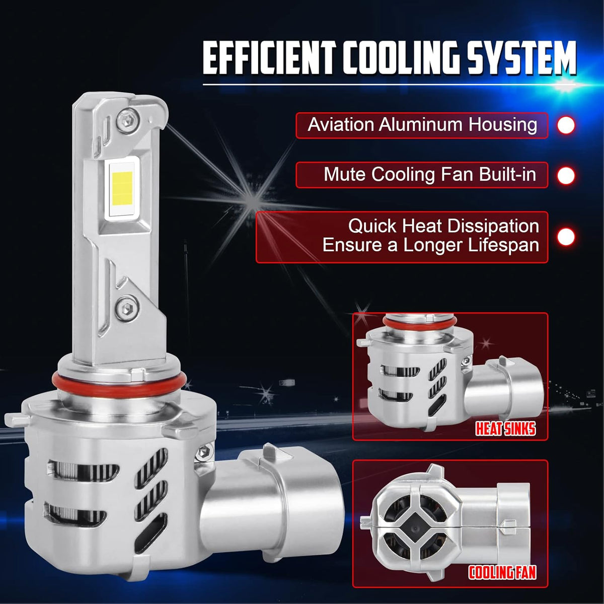 9005 LED Headlight Bulbs 6000K Xenon White, 2 Pack P1443