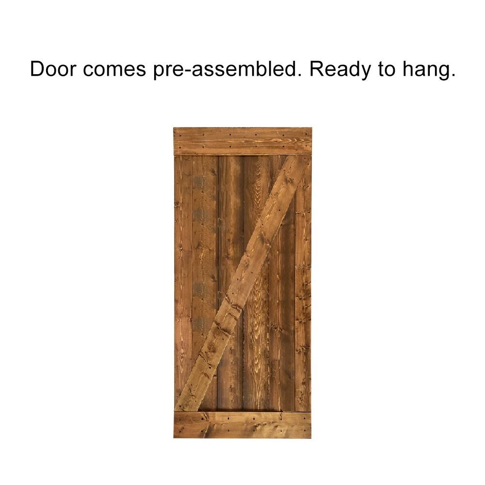 Weather Oak Stained Wood Interior Sliding Barn Door with Hardware Kit L264
