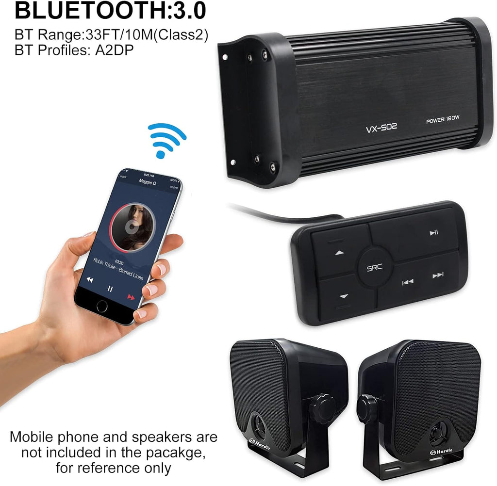 180 Watts 4 Channel Waterproof Marine Bluetooth Amplifier W34054