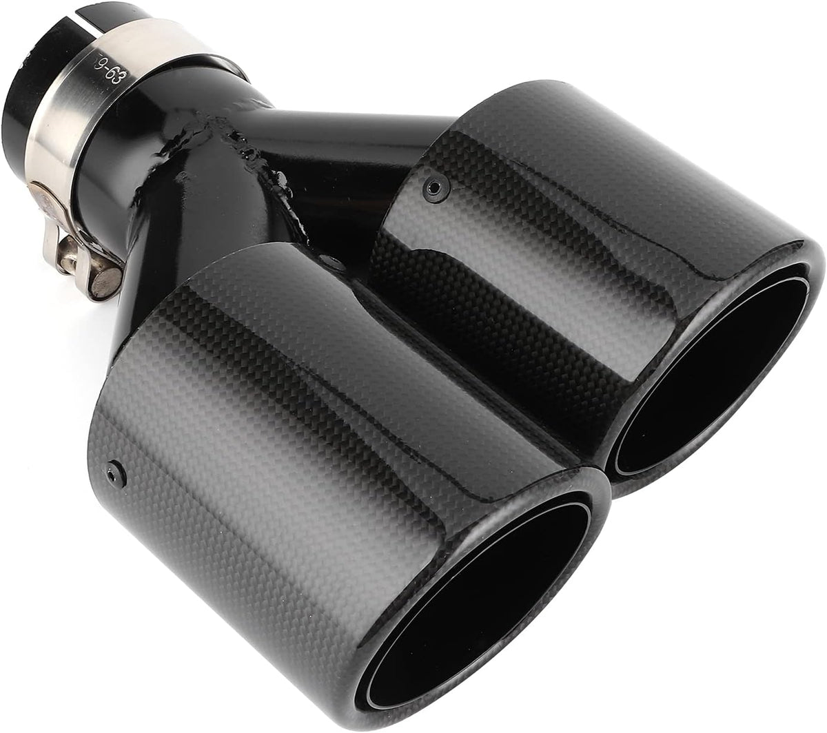 Carbon Fiber Exhaust Pipe Universal Dual Tail Crimping Throat Y-Pipe Auto Car Black O42891