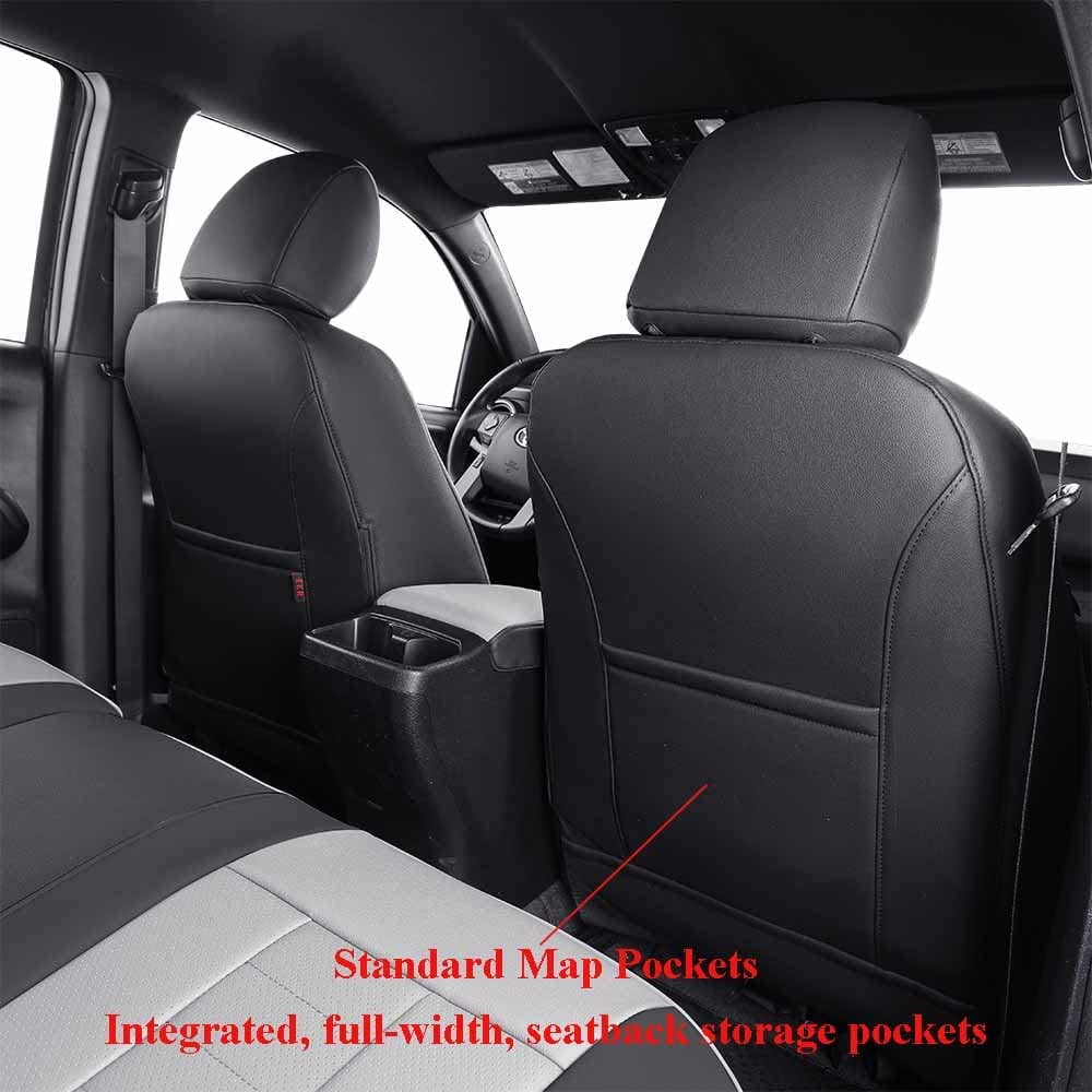 Black/Gray Leather Car Seat Covers Full Set G31526