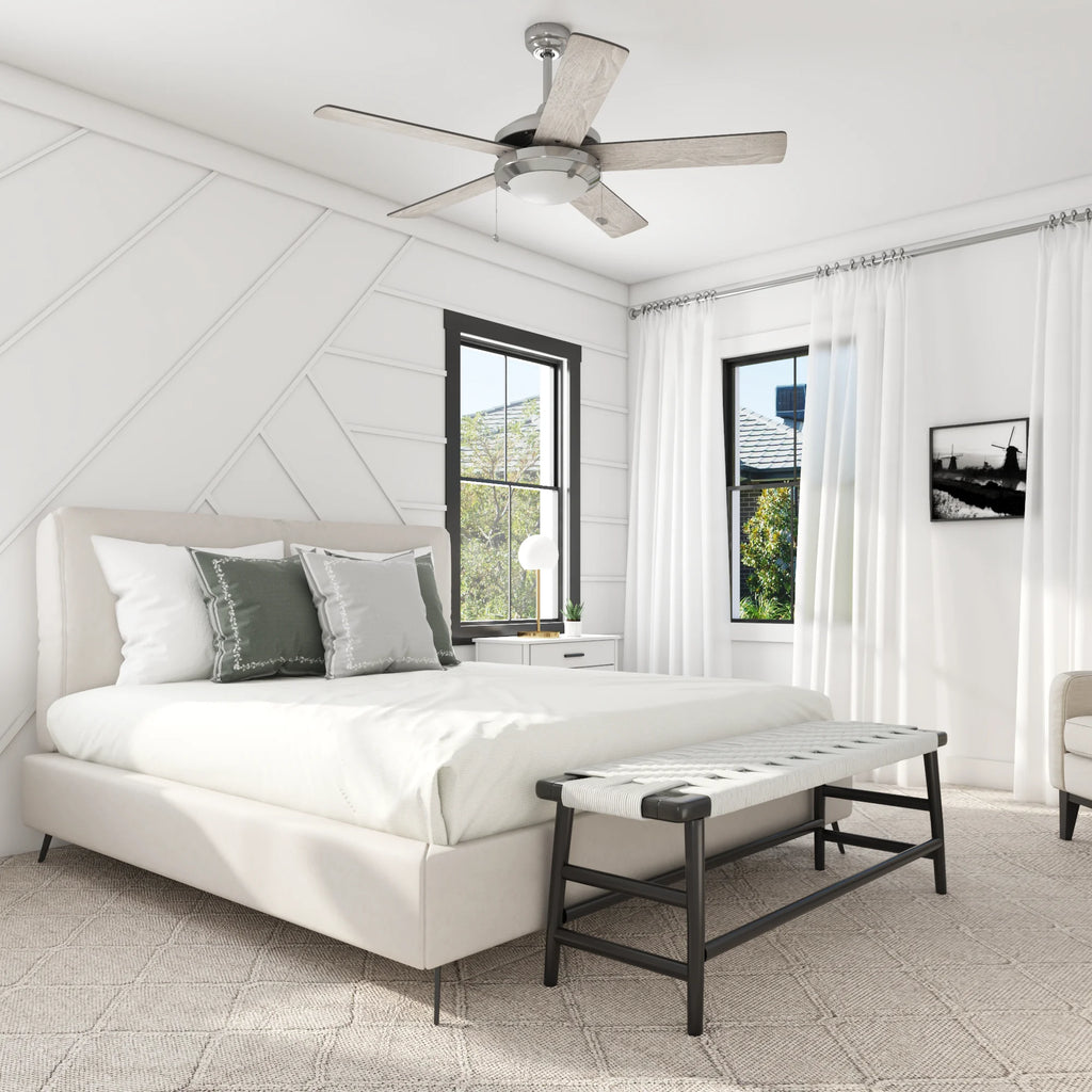 52" Satin Nickel Ceiling Fan with Light D551225