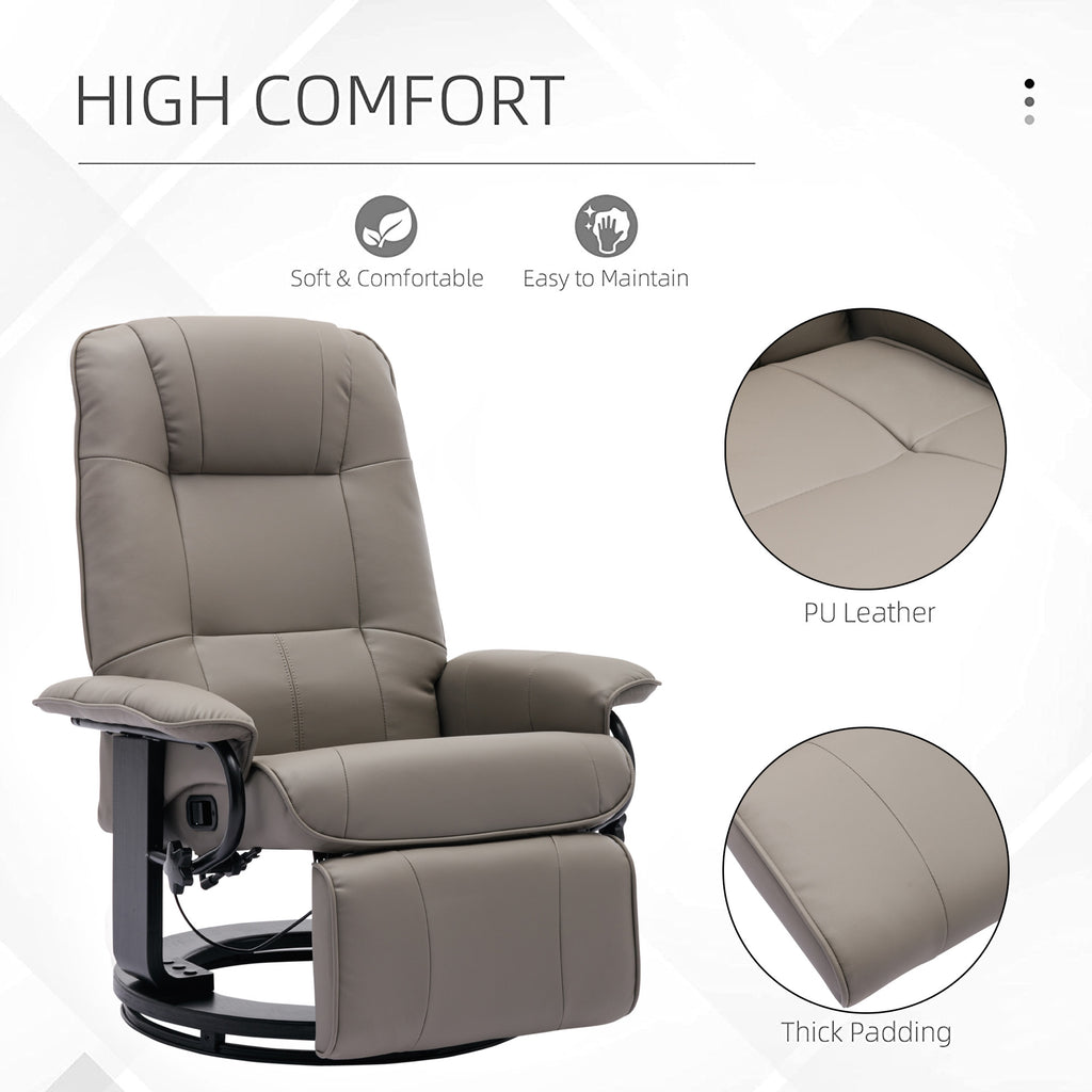 Grey Faux Leather Manual Swivel Recliner with Footrest S254089