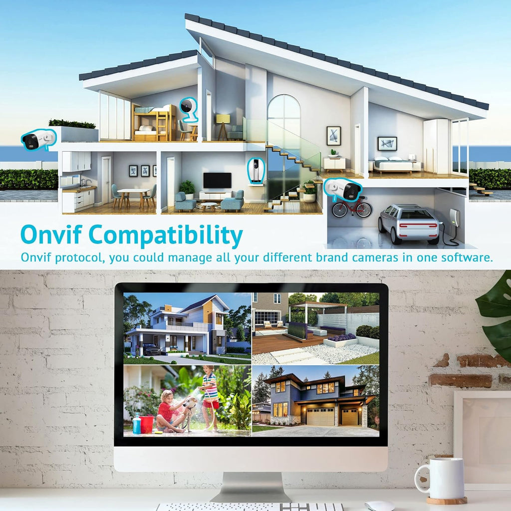 2K Wired Outdoor Security Camera with Color Night Vision, IP66 Waterproof, 2 Way Audio, Cloud Storage/SD Slot (3pcs) H1918