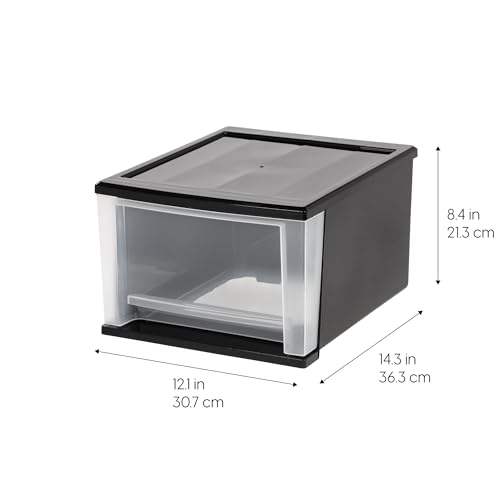 6 Qt. Plastic 4-Pack Stackable Drawer Storage Organizer, Black Z51665