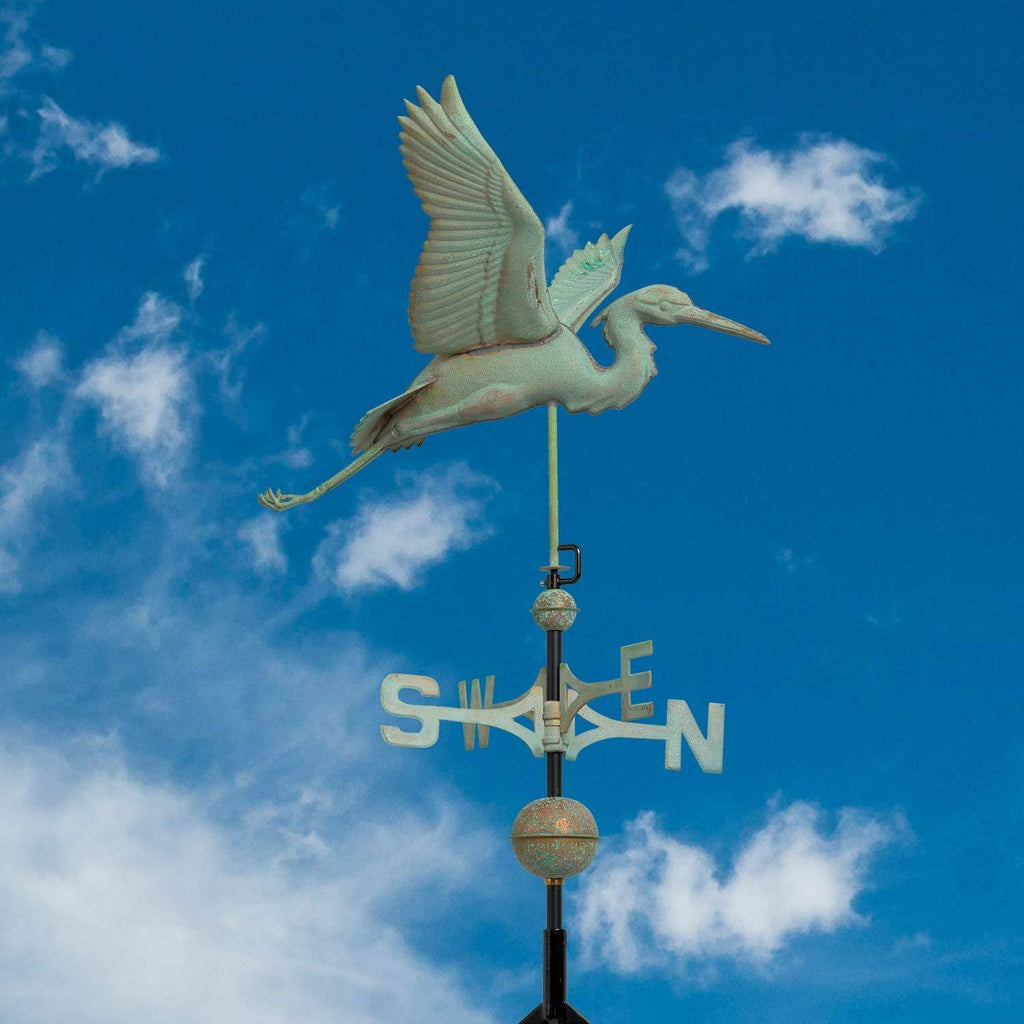 Verdigris Copper Heron Weathervane V4409