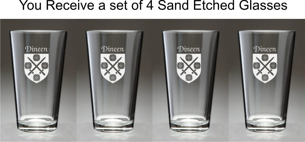 Irish Coat of Arms Pint Glasses Set of 4 K689