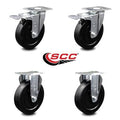 5 inch Soft Rubber Swivel Caster Set with Brakes I4451