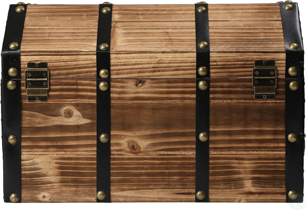 Large Wooden Lockable Trunk with Lion Rings V581104
