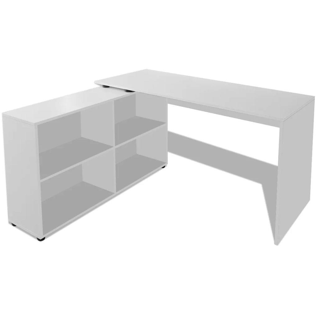 Corner Desk 4 Shelves White K408