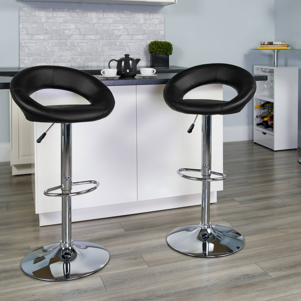 2 Pack Vinyl Adjustable Height Barstool D267963