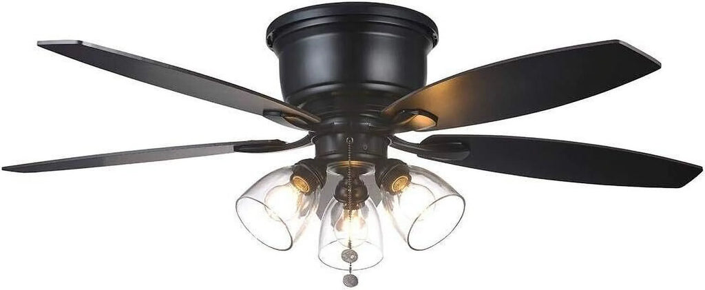 52" Matte Black LED Ceiling Fan with Light Kit M519