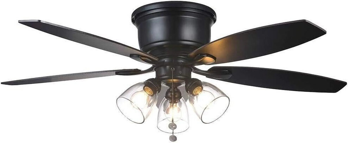 52" Matte Black LED Ceiling Fan with Light Kit M519