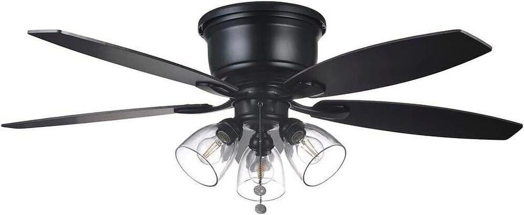 52" Matte Black LED Ceiling Fan with Light Kit M519
