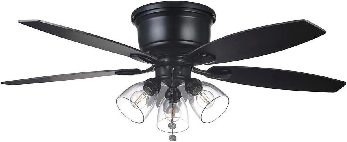52" Matte Black LED Ceiling Fan with Light Kit M519