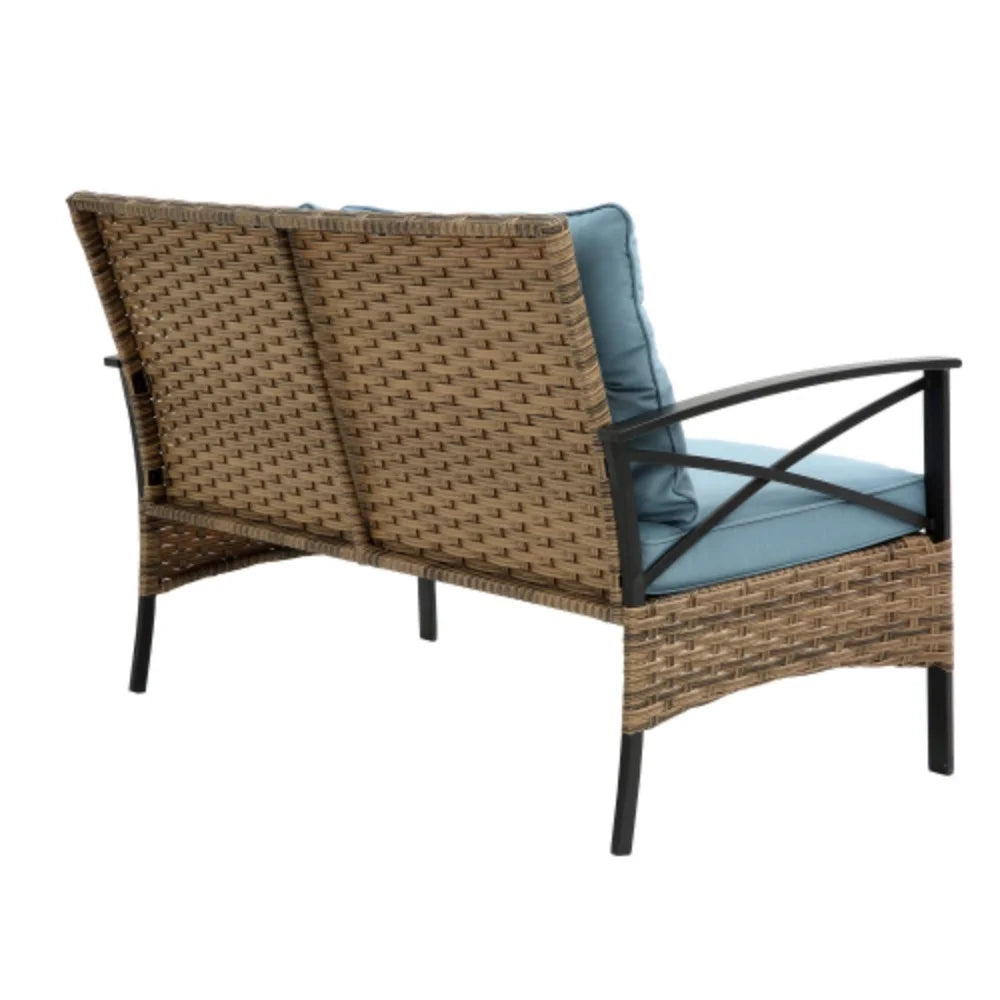 4 Piece Rattan Wicker Outdoor Corner Sofa Set with Cushion K444575