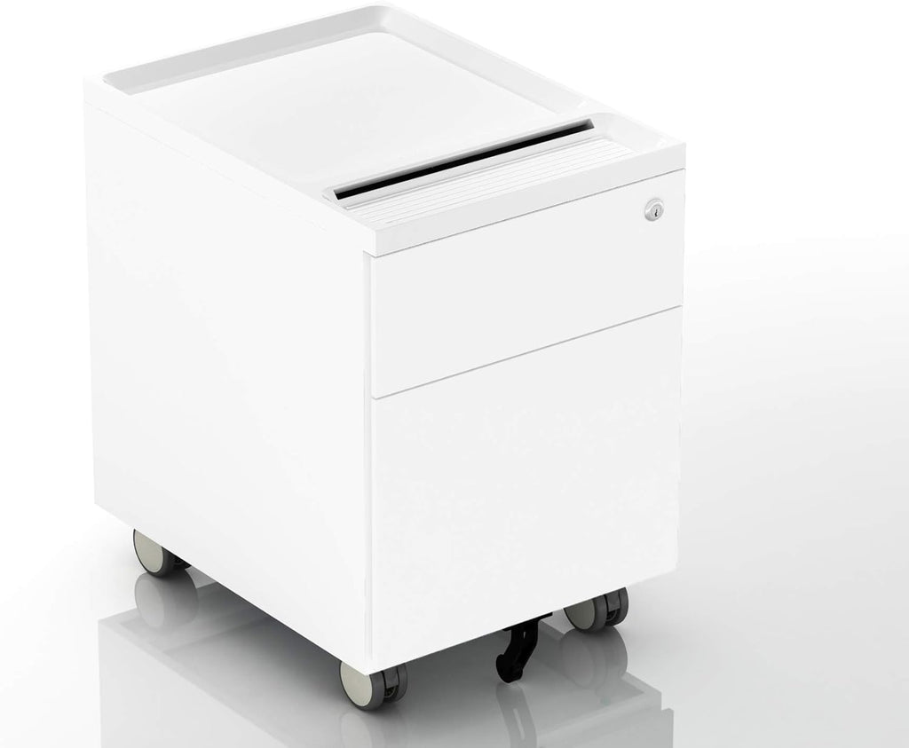 Black 2-Drawer Mobile Filing Cabinet with Lock and Casters F5880