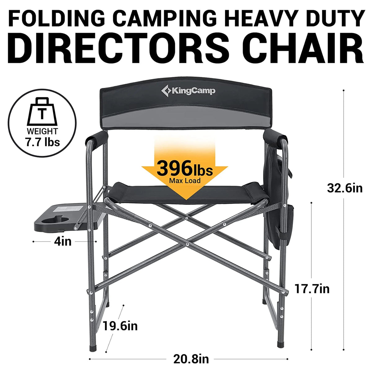 Padded Outdoor Chair with Table and Pockets, Black/Grey 2 Pack R401562