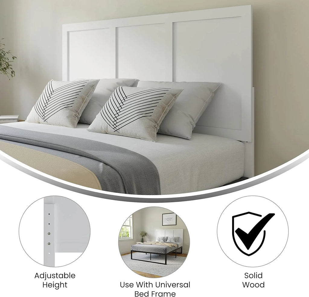 White Wooden Adjustable Headboard E242454