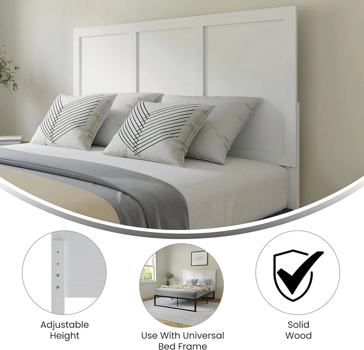 White Wooden Adjustable Headboard E242454