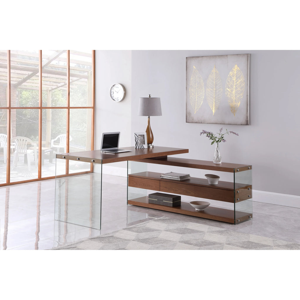 Rotatable Wooden Desk with 3 Drawers and 3 Shelves M86861
