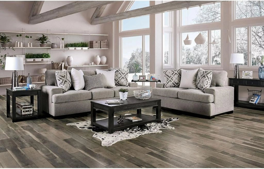 Light Gray Microfiber Sofa N6566