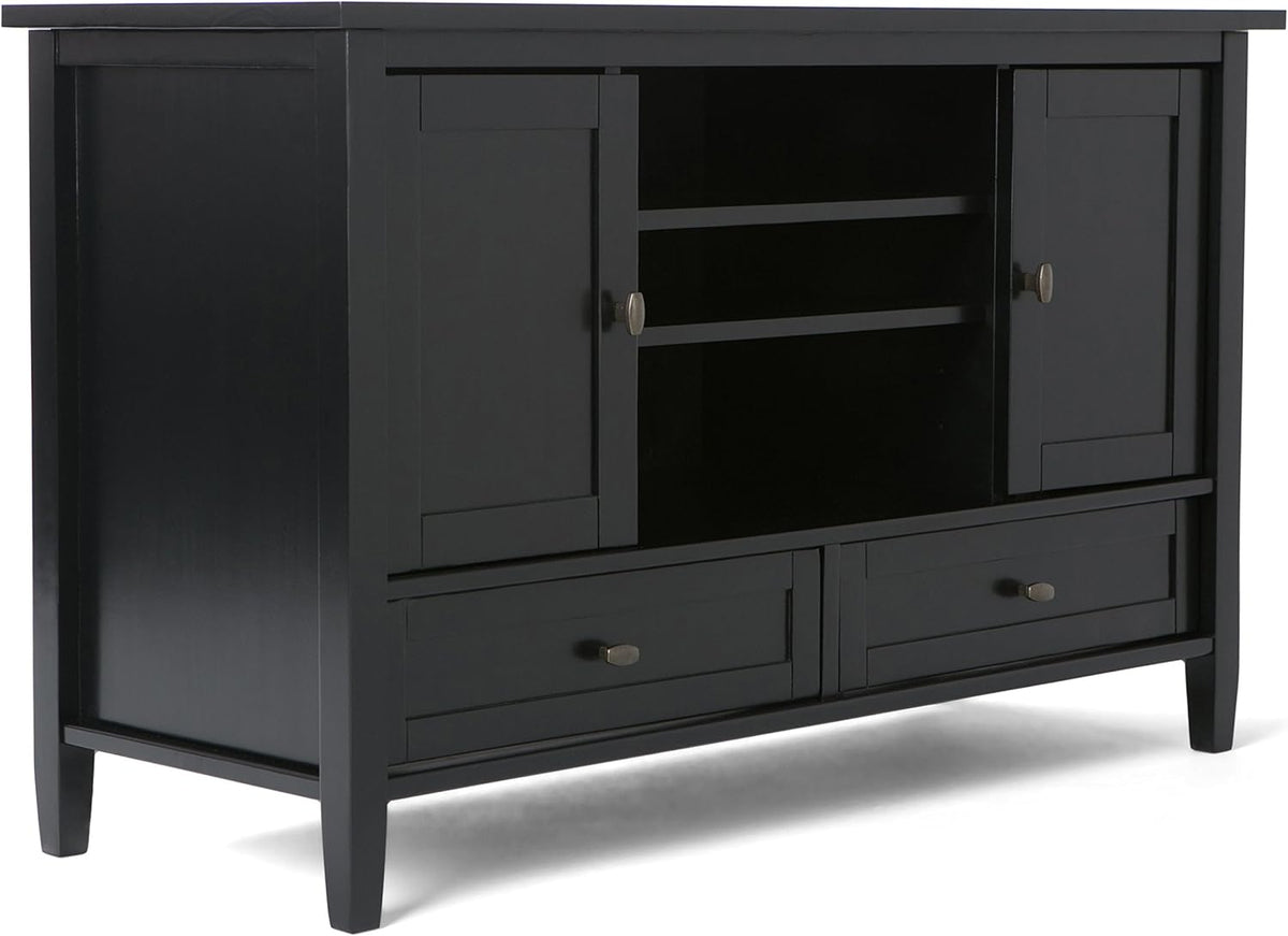 Black Solid Wood TV Media Stand with Storage Cabinet G902601