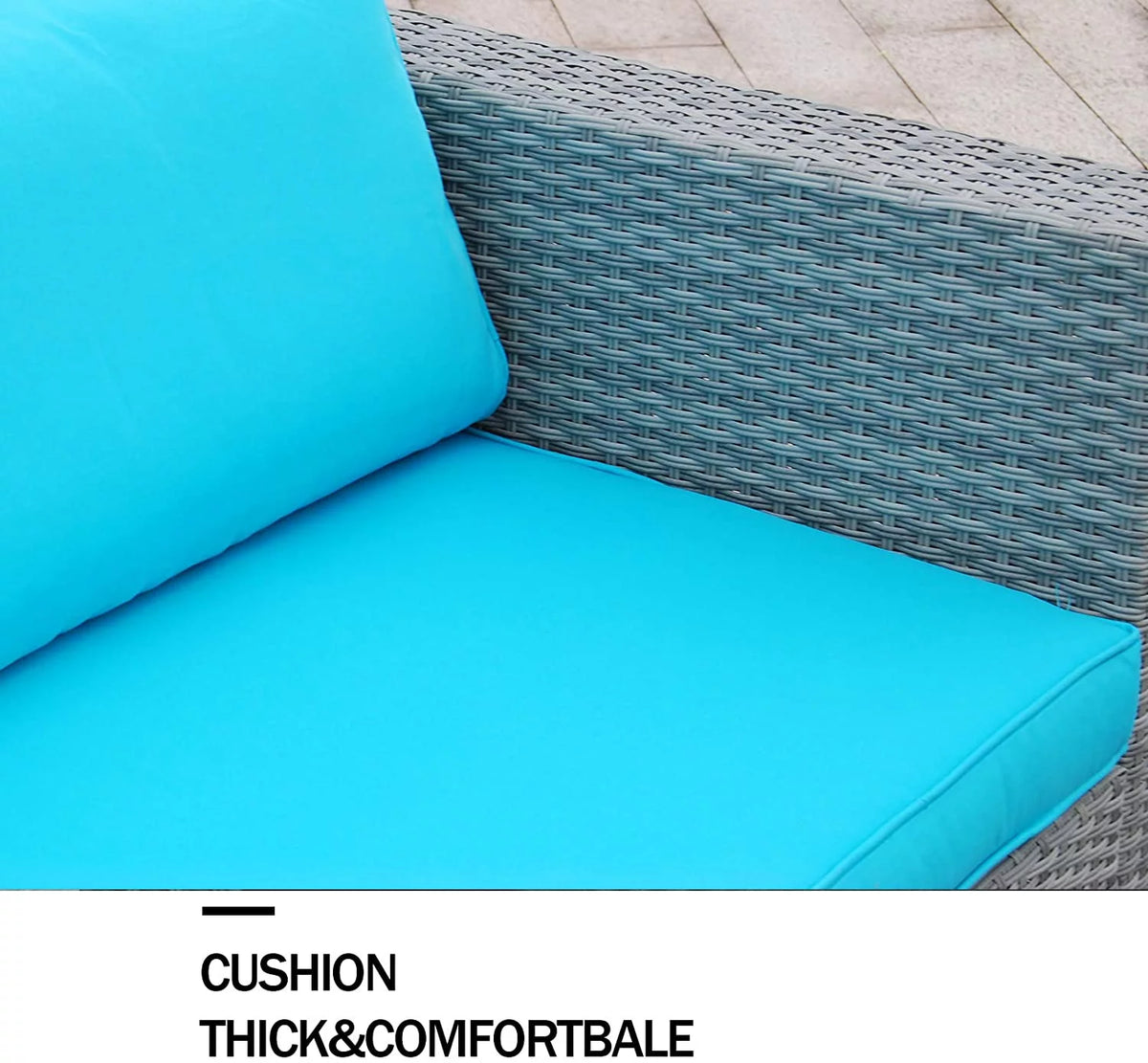 6 Pieces PE Rattan Wicker Outdoor Sofa Conversation Set with Cushions F98478